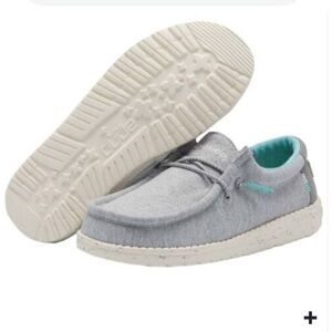 Hey Dude Wally Youth Stretch Grey K12 Kids Shoes Grey Unisex Slip On size 12